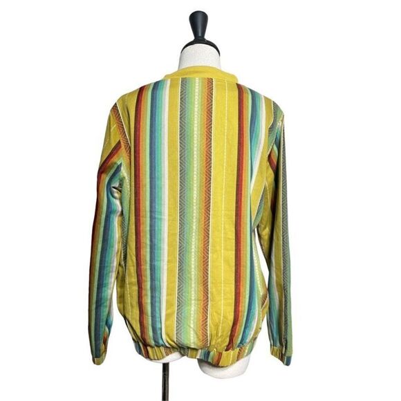 Lucky & Blessed Southwest Boho Bomber Jacket Aztec Rainbow Striped Large - Picture 3 of 4